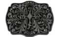 apostles cross on black and pewter belt buckle