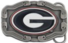 Georgia Bulldog "G" on pewter western belt buckle