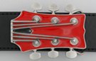 red Gibson guitar headstock belt buckle