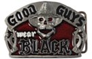 good guys wear black enameled pewter western belt buckle