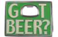green "Got Beer?" belt buckle with opener