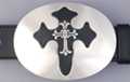 oval buckle with vinyl inlay gothic cross