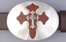 oval buckle with vinyl inlay gothic cross