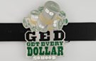 "Get Every Dollar" belt buckle with $50-bill diplomas