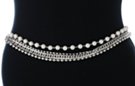 pearls and stones layered silver chain belt