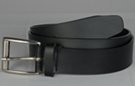1-1/2" smooth grain black strap belt with single simple keeper and 2" square roller nickel polish buckle