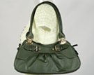 teardrop hinged strap handbag with brass buckles