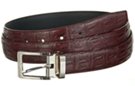 burgundy crocodile embossed dress belt with gold or nickel buckle