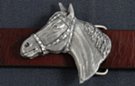 dress size belt buckle, horse's head with bridle in profile