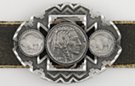 matte finish Indian head nickel western belt buckle with arrowhead cut-out