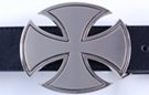 iron cross biker buckle, brushed chrome