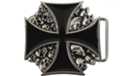 iron cross belt buckle with jumbled skulls