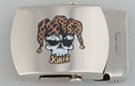 skull in cockscomb joker decal steel military-style buckle