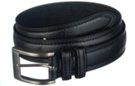 double stitched double loop black leather belt with lambskin grain
