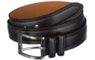 double stitched double loop brown leather belt with lambskin grain