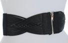 interlaced black leather high waist stretch belt