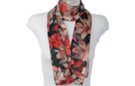 black floral satin and sheer belt scarf