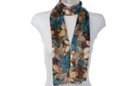 dark brown floral satin and sheer belt scarf