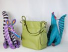 lime green tote with fanciful animals