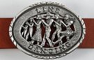 oval pewter "Line Dancing" western belt buckle