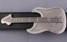 long nickel gray electric guitar shape belt buckle