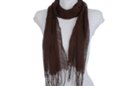 gauzy chocolate brown summer fringe scarf