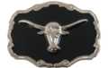 longhorn on black enamel belt buckle