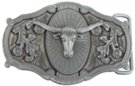 pewter longhorn steer western belt buckle