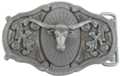 pewter longhorn steer western belt buckle