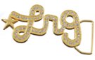 rhinestone gold "lrg" and star belt buckle