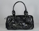double-handled marbled synth leather satchel with nickel knob pouches