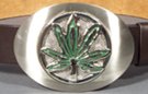 marijuana leaf spinner chrome oval buckle