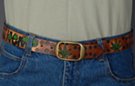 solid cowhide painted leather belts, marijuana leaves