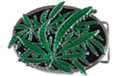 green marijuana leaf black and chrome buckle