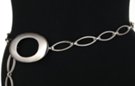 nickel oval ring medallion cats eye chain belt