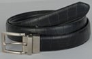 black croco/smooth reversible leather dress belt, nickel polish buckle