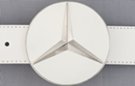 chrome 3-point star on a white enamel disc belt buckle