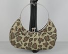 small tri-tone snow leopard spot metal mesh crescent shape handbag