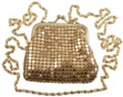 gold coin purse with long shoulder chain