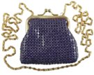 purple coin purse with long shoulder chain