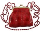 red coin purse with long shoulder chain