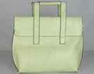 reed green grain finish messenger handbag with flap closure and square handles