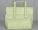 reed green grain finish messenger handbag with flap closure and square handles