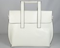 white grain finish messenger handbag with flap closure and square handles