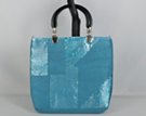 blue dual-texture metallic mesh party tote