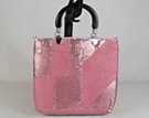 pink dual-texture metallic mesh party tote