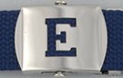 block initial "E" military buckle