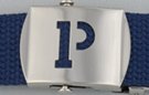 block initial "P" military buckle