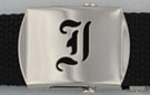 Gothic initial "J" military buckle