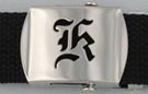 Gothic initial "K" military buckle